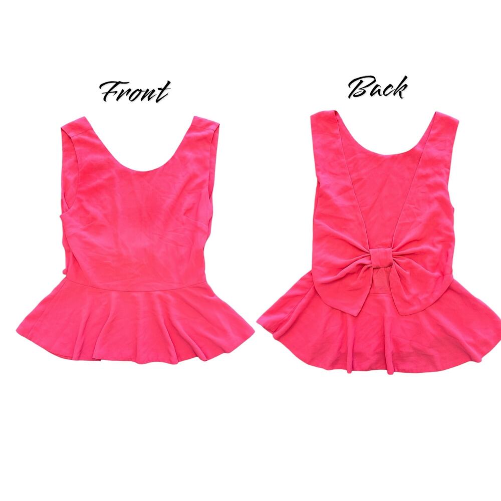 Alythea Red Chiffon Low‎ back bow peplum tank top Size S